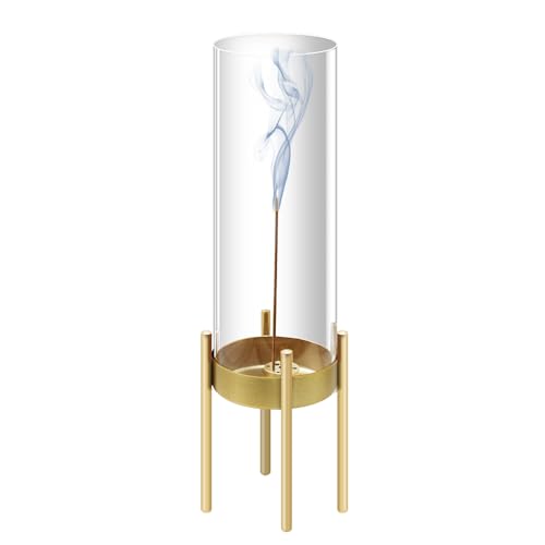 Incense Holder for Sticks Modern Anti-Ash Flying Insence-Stick Burner Holder with Removable Glass Ash for Meditation Catcher Desktop Home Yoga Room