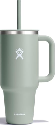 Hydro Flask Travel Tumbler with Handle, Lid and Straw - Insulated Stainless Steel in 40 Oz Agave - color: Agave, size: 40 Ounces