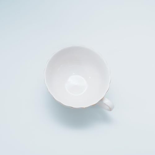Bone China Tea Cup and Saucer Set with Spoon，Elegant Floral Tea Cup Set (7 oz)，British Coffee Latte Mug for Birthday Party Christmas gift for Friends - color: white-A