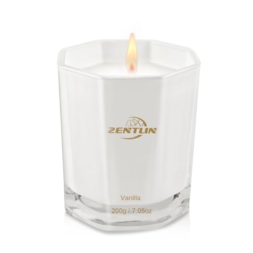 Vanilla Candle - Birthday Gifts Candles - Natural Eco Soy Wax Candle for Home - Stylish Octagonal Design - 7.05 oz, 50 Hours Burn Time - color: White