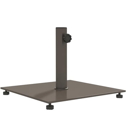 Outsunny Flat Patio Umbrella Base 29 lbs for 1.5"/1.9" Poles Brown | Square Metal Patio Umbrella Stand Base Holder, Adjustable Foot Pads, Heavy Duty, Outdoor Lawn Poolside - color: Brown