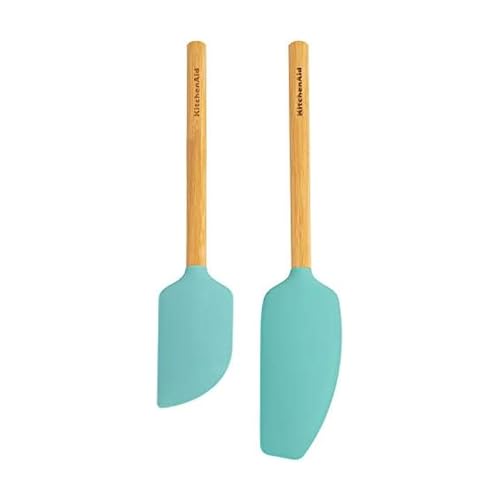 KitchenAid Bamboo Spatula Set, 2-Piece, Aqua Sky - color: Aqua Sky
