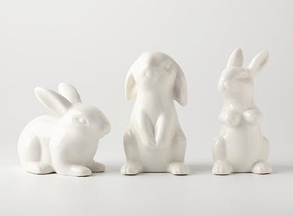 GOODSTART Ceramic Bunny Rabbits Easter Bunny Figurine Porcelain Modern Art Home Decoration, Statues for Spring Home Decor, Easter Decorations Rabbit Figurines