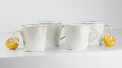 famiware Coffee Mug Set of 4, Annecy 14 oz Ceramic Cups Set with Handle | Stoneware Coffee Cup Set, Microwavable and Dishwasherable Stoneware, Drinkware Set for Tea, Latte, Cappuccino, Grey White - color: Grey White, size: Annecy