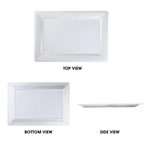 Embossed effectSet of 2 melamine rectangular serving trays/platters - White (2)