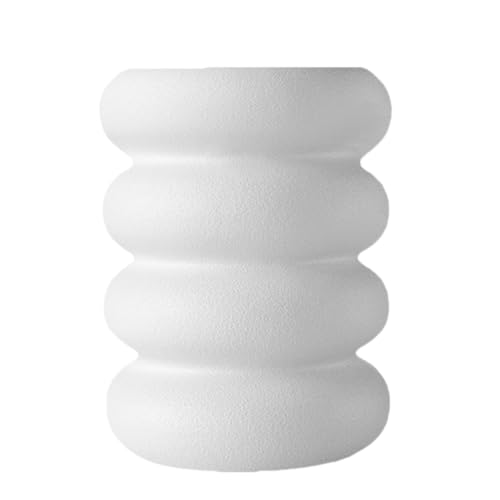 Vase Ceramic Vases for Centerpieces, White and Black Flower Vase Geometric Decor Donut Shaped Vase Modern Decorative Vases for Home Décor, Kitchen, Office or Living Room(White A) - color: White a
