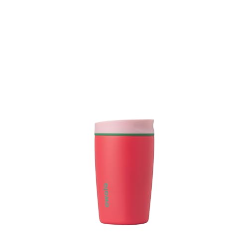 Owala SmoothSip Slider Insulated Stainless Steel Coffee Tumbler, Reusable Iced Coffee Cup, Hot Coffee Travel Mug, BPA Free 12 oz, Pink/Red (Strawberry Fields) - color: Strawberry Fields, size: 12 Ounces, style: No Handle