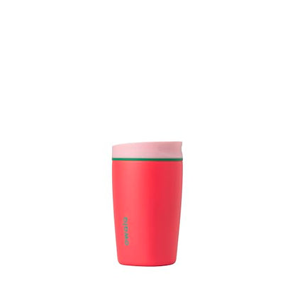 Owala SmoothSip Slider Insulated Stainless Steel Coffee Tumbler, Reusable Iced Coffee Cup, Hot Coffee Travel Mug, BPA Free 12 oz, Pink/Red (Strawberry Fields) - color: Strawberry Fields, size: 12 Ounces, style: No Handle