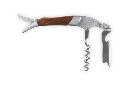 Le Creuset Black Walnut Corkscrew Wine Opener | One-Step Waiter's Friend - color: Wood and Stainless Steel, style: Wine Opener