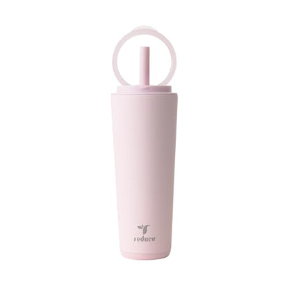 REDUCE Halo 24 oz Stainless Steel Vacuum Insulated Tumbler - Spill Proof Travel Mug with Flip Handle Lid - Keeps Drinks Cold for 32 Hrs - Dishwasher Safe - Cupholder Friendly - Pink Quartz - color: Pink Quartz, size: 24 Ounces