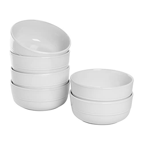 Double Line 6.25"/24 oz Cereal Bowl, Set of 6, White - color: White, size: Cereal Bowl