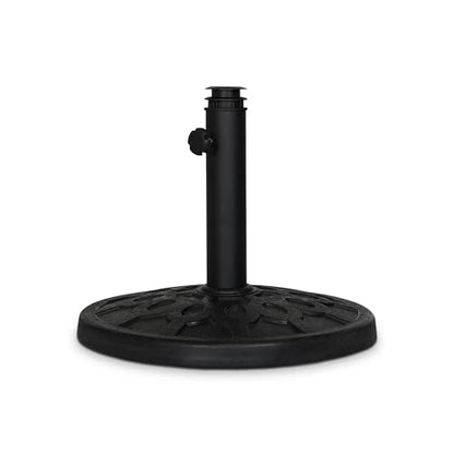Backyard Expressions 20 lb Round Patio Umbrella Base – Heavy Duty Resin-Coated Calcium Carbonate Stand with Adjustable Pole Adapters Fits 1.5"–2" Poles, Weather-Resistant, Black Finish - color: Black 20 Lb