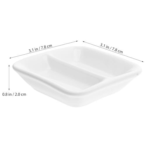 DOITOOL Ceramic Appetizer Serving Tray 2-Compartment Divided Sauce Dish for Soy Sauce Condiments Dips Spice Dish Tray 3.07 Inch Snack Serving for Kitchen Dining Entertaining