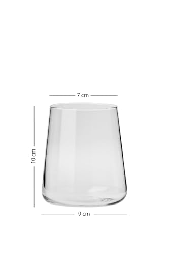 RAKLE Avantgarde Stemless Wine Glasses Set of 4, 14.3oz Gold Rimmed Drinking Tumblers for Red White Rose Wine and Cocktails, Lead-Free Durable Dishwasher Safe Glassware, Elegant Gold Accented Design - color: Gold-rimmed stemless