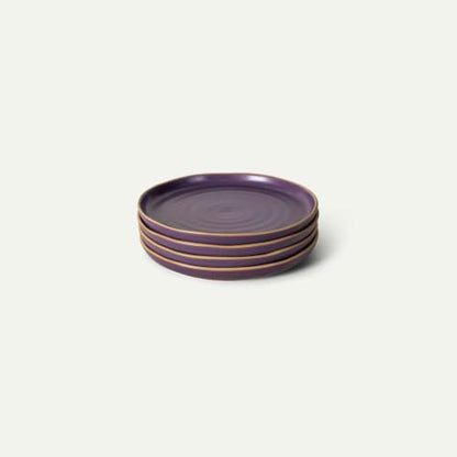 MORA Medium Plates Set of 4, 8.5 inch Ceramic Pottery Salad Plates - Microwave, Oven and Dishwasher Safe - Nebula - color: Nebula