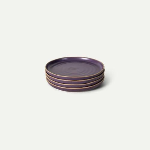 MORA Medium Plates Set of 4, 8.5 inch Ceramic Pottery Salad Plates - Microwave, Oven and Dishwasher Safe - Nebula - color: Nebula