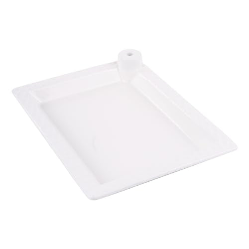 White Serving Tray - 12" x 9" Ceramic Rectangular Tray with Peg for Interchangeable Decorative Topper, Trays for Serving Food, Serving Platters and Trays, Serving Platter for Appetizers - style: White Rectangular Platter