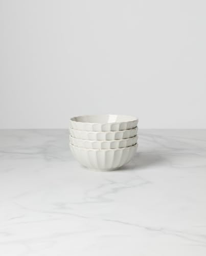 Lenox French Perle Scallop 4-Piece Bowl Set, 4.00 LB, White - style: All-Purpose Bowls, Set of 4
