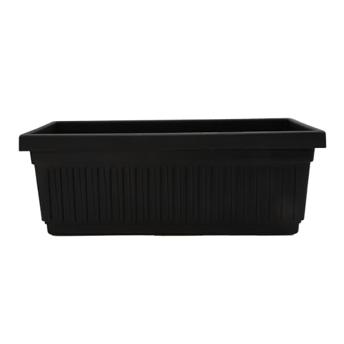 The HC Companies Venetian Window Planter Box w/Drain Plug - Long Planter Box for Windowsills, Balconies & More - Plastic Large Rectangular Outdoor Planters for Herbs & Flowers (30" Black, Pack of 1) - color: Black, size: 30", style: Pack of 1