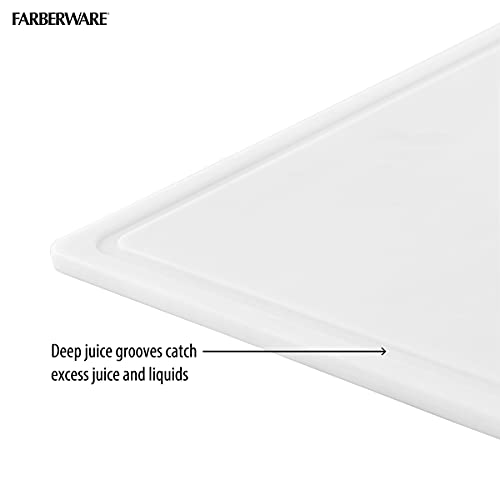 Farberware Cutting Board for Kitchen, Extra Large 15 x 20 Inch Plastic Cutting Board with Deep Juice Groove, Reversible, Dishwasher Safe, White - size: 20.1"L x 15"W