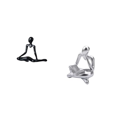 Fenteer Thinker Figurine Desktop Sculpture Abstract Reader Human Statue Resin Material Suitable for Home Office Shelf Decoration Gift