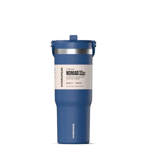Hydrapeak Nomad 32oz Stainless Steel Insulated Travel Tumbler with Handle & Straw Lid, Leakproof, Cupholder Friendly, Back to School, College Dorm, Gym & Everyday Hydration, Cold 24 Hours (Bluejay) - color: Bluejay