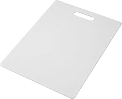 FARBERWARE Large Cutting Board, Dishwasher- Safe Plastic Chopping Board for Kitchen with Easy Grip Handle, 11in by 14in, White - size: 11"L x 14"W