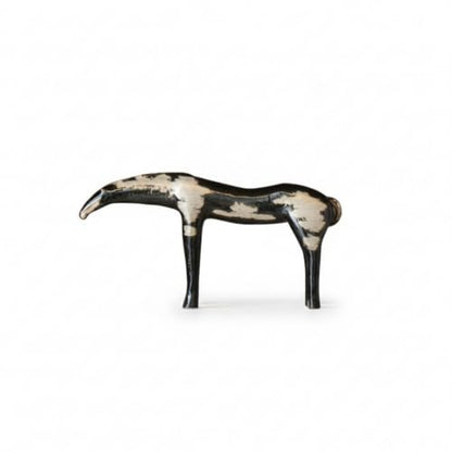 predolo Ceramic Animal Figurine Mottled Glazed Animal Statue Black and Beige Home Decor