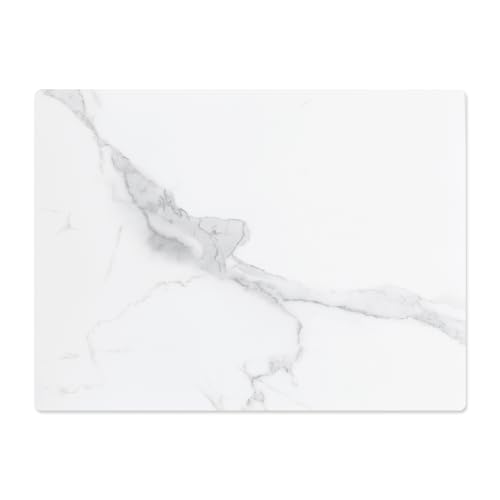 Murrey Home Glass Cutting Board for Kitchen Counter, Tempered Glass Chopping Boards Dishwasher Safe, Small Clear Countertop Tray, Scratch Resistant, Heat Resistant, Non Toxic, White Marble, 12"x8" - color: Textured White Marble, size: 11.8"L x 7.9"W