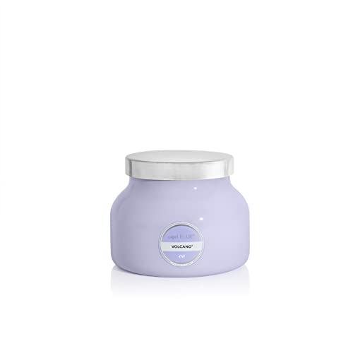 Capri Blue Volcano Scented Candles - Luxury Glass Jar Candles for Home Scented with Tropical Fruit & Sugared Citrus - Soy Wax Blend - Lavender Colored Jar (8 oz) - color: Lavender, size: 8 oz