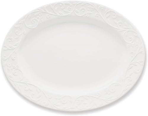 Lenox Opal Innocence Carved Large Oval Platter -,White (Pack of 6) - size: 4.20 LB (Pack of 6), style: Oval Platter