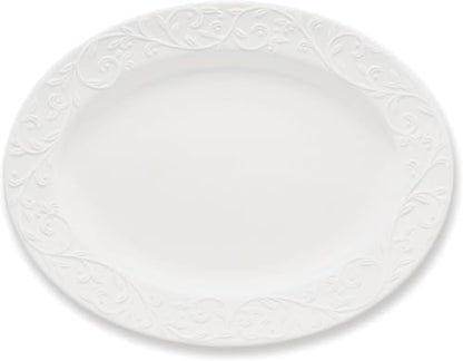 Lenox Opal Innocence Carved Large Oval Platter -,White (Pack of 6) - size: 4.20 LB (Pack of 6), style: Oval Platter