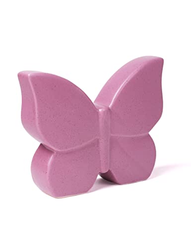 Butterfly Statue Decor Animal Figurine Modern Home Decor 6.7 Inch | Purple Ceramic Minimalist Sculpture Handicraft Gift Table Centerpiece Art for Living Room Bedroom Office
