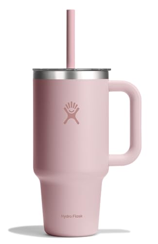 Hydro Flask Travel Tumbler with Handle, Clear Lid and Straw - Insulated Stainless Steel - color: TRILLIUM, size: 32 Ounces