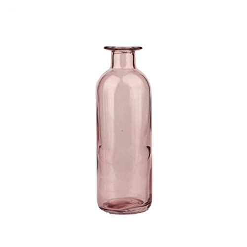 Glass Bud Vase, 1pc Small Vases for Flowers, Decorative Glass Bottles, Mini Flower Vases Centerpiece for Wedding, Vintage Vase for Rustic Home Decor, Living Room, Office Desk (Small-Pink) - color: Clear,yellow,green,pink,purple