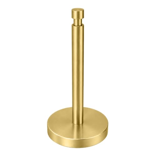 3.9lbs Heavy Duty Paper Towel Holder Countertop Weighted Base Gold | Stainles Steel,Modern Standing Countertop Dispenser for Kitchen,Easy One-Handed Tear - color: Gold