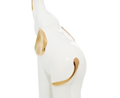 Deco 79 Porcelain Ceramic Sculpture, Set of 2 Sculpture 4"W, 14"H, Gold | Decorative Elephant Animals Home Decor Statues Statue Figurine - size: Set of 2 4"W, 14"H