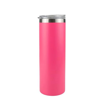 Hogg 20 oz Skinny - Bright Pink, Powder Coated Tumblers for Laser Engraving, Engravable Tumblers Bulk, Stainless Steel Cups Bulk, Insulated Cups with Lids - color: Bright Pink