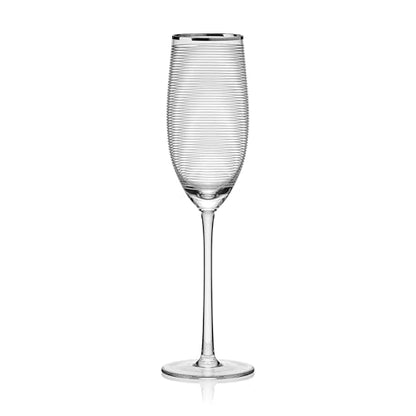 Mikasa Cheers Set of 4 Platinum Rim Champagne Flutes, 8 Ounce - style: Platinum Rim Champagne Flute