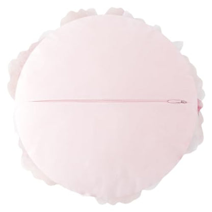 OiseauVoler 3D Peony Flower Decorative Throw Pillow with Insert Included | Handmade Cute Round Pillow Cushion Aesthetic for Couch Bed Home Decor Red Gradient 12 Inch