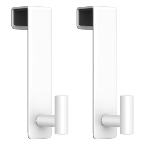 HUFEEOH 2-Pack Over The Door Hooks, Stainless Steel Door Hanger for Towels & Coats, Bathroom Towel Rack Coat Rack, Tool-Free Hooks for Hanging (White, Fits 1-3/4" Thick Door -T Shape 2 Pack) - color: White, size: Fits 1-3/4" Thick Door - "T" Shape 2 Pack