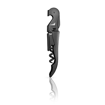 Viski Gunmetal Signature Double Hinged Waiters Corkscrew Wine Opener, Stainless Steel with Built-in Bottle Opener & Foil Cutter for Home Bar, Kitchen, Travel, Gifts for Wine Lovers, Set of 1, Black - style: Gunmetal Black