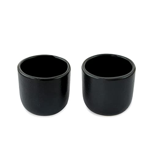roro Handcrafted Matte Black Ceramic Tea & Coffee Sipper Cups, 8 oz - Set of 2, Artisan Stoneware, Lead-Free, Microwave & Oven Safe - color: Matte Black Sipper Cup x 2