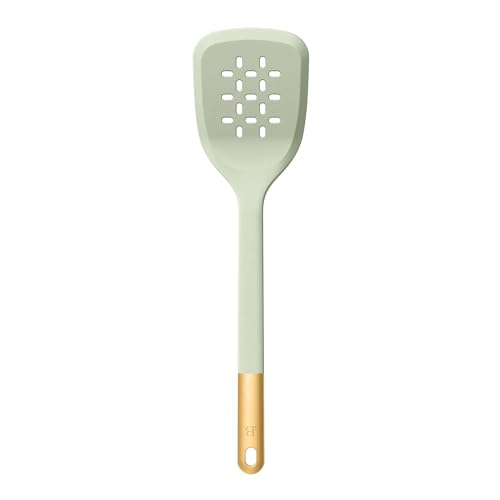 6 Piece Silicone Kitchen Utensil Set with Rotating Holder, Heat Resistant Cooking Tools, Nonstick Safe Spatula Spoon Turner Set with Storage Rack (Sage Green) - color: Sage Green