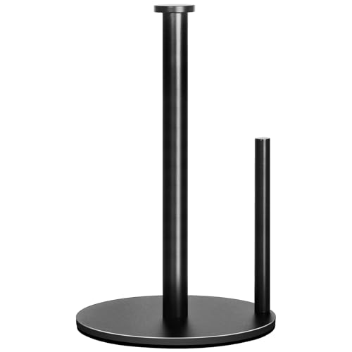 Paper Towel Holder Countertop, OBODING, Black Kitchen Paper Towel Holder Stand for Kitchen and Bathroom Organization, Stainless Steel Paper Towel Holders for Standard and Large Rolls (Matte Black) - color: Black