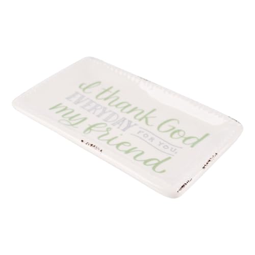 Friend Key Tray - Hand-Painted Thank God Everyday for You My Friend Ceramic Trinket Tray, Key Dish for Entryway Decor, Ring Dishes, 6" x 3.5" - style: Thank God For You Friend
