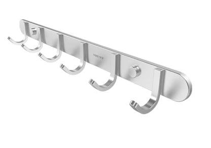 Coat Hook Wall Mount - Towel Rack with 6 Hooks Hanger for Hanging Clothes, Bags, Keys, and Towels Bathroom, Entryway, Door, 304 Stainless Steel Brushed Nickel - size: 6S hooks