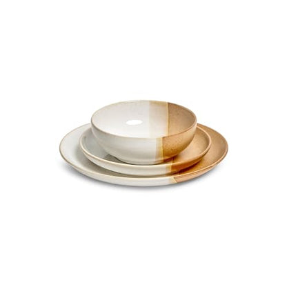 Sango 12 Pieces Stoneware Dinnerware Set, Glossy Caramel & Cream Dishes for 4, Premium Plates and Bowls Sets, Chip & Scratch Resistant, Ceramic Kitchen Dish Set, Microwave & Dishwasher Safe, Phoebe - color: Caramel, size: 12-Piece Set