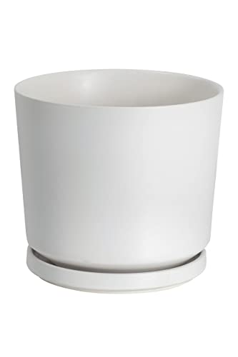 Ekirlin 5 inch Plant Pots,Ceramic Flower Planters Indoor,Modern Succulents Containers with Drain Hole Saucer,Decorate Home,Office & Outdoor (White) - color: White, size: 5.5 Inch