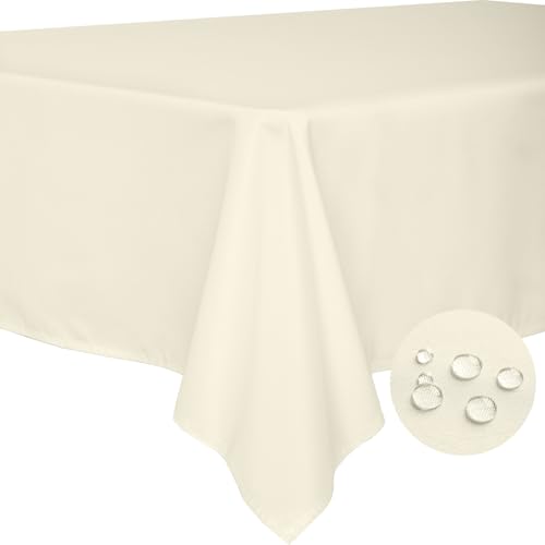 BYDOLL Table Cloth Beige 54x78 Inch Tablecloth for 4 Foot Rectangle Tables Outdoor Washable Wrinkle Free and Spillproof Polyester Tablecloth for Festival Camping Picnic Party Cover - color: Beige, size: 78" x 54" (Rectangular)